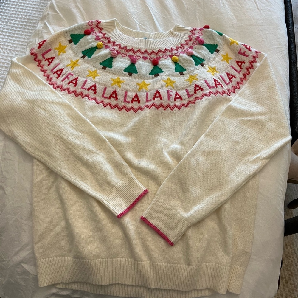 Boden Fa La La Christmas Sweater in Cream, Large